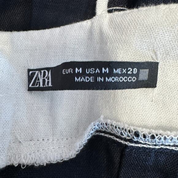 Zara Color Block Strappy Midi Dress WMNS M Black Tan White Scoop Cross Back Slit - Picture 7 of 11